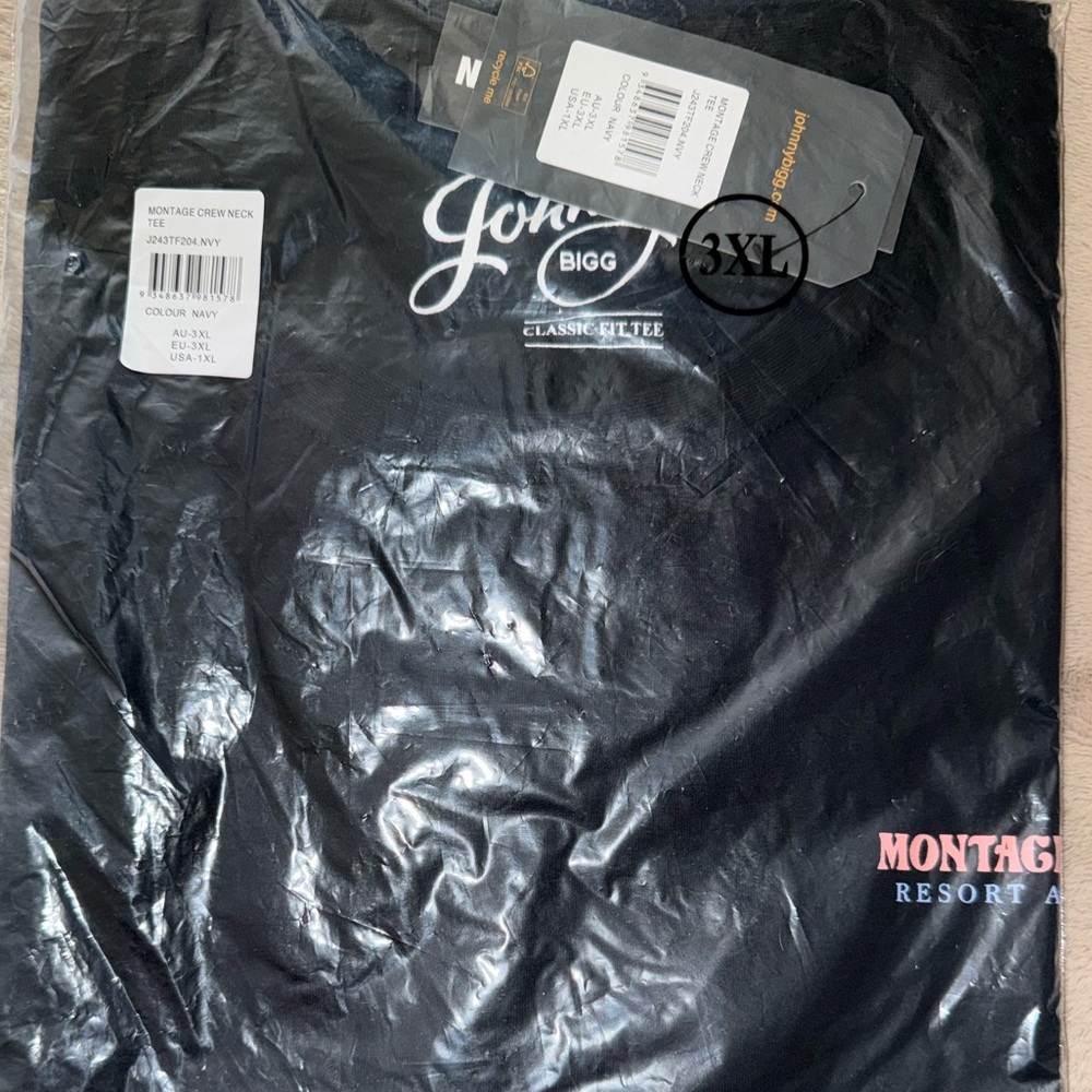 Johnny Bigg Montage Graphic Tshirt - Navy. Size 1XL